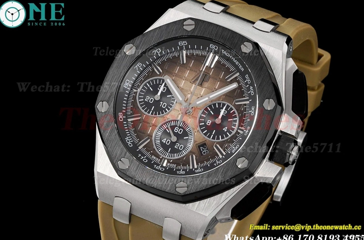 APF Brown Oak SS 43mm Offshore Black Royal RU Chrono A7750 0402